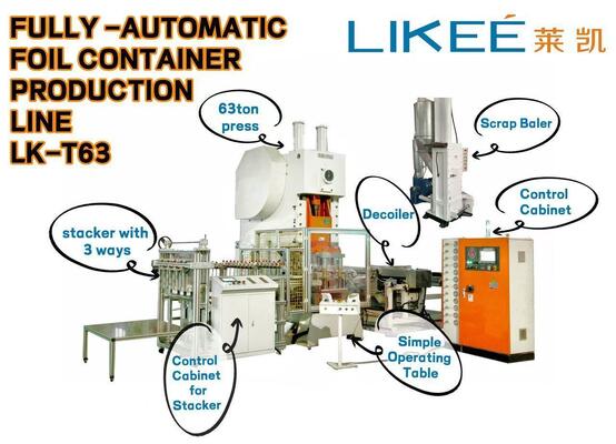 LK-T63 Aluminum Foil Container Machine with Touch Screen Fault Display 60 Sets Mold Parameter Storage and C-Frame Hydraulic Press